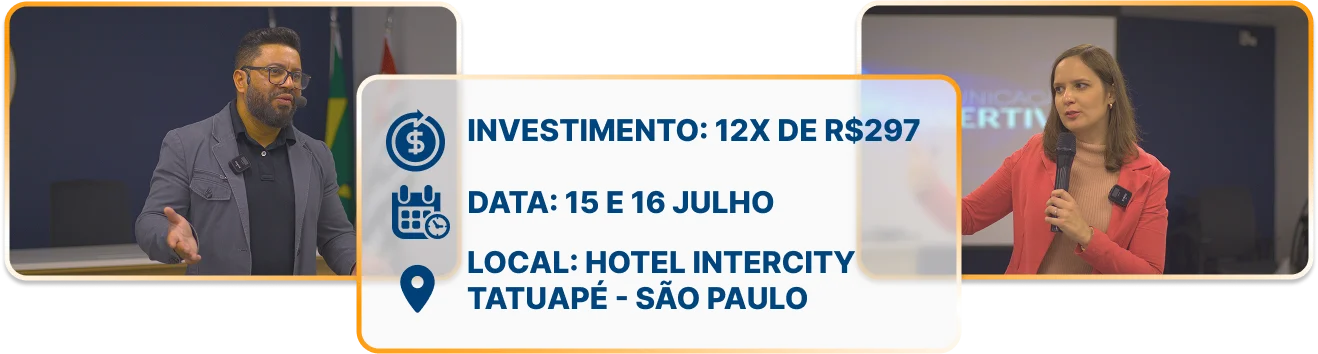 Coordenadora do Treinamento LCV da Champion School apresentando conteúdo prático em um palco.